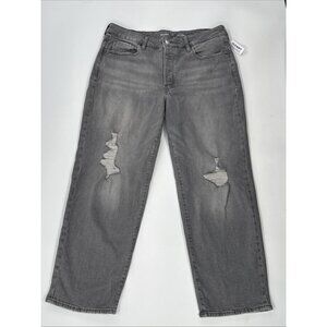 Old Navy Jeans Womens 14 Petite Gray Denim OG Loose High Rise Secret Smooth NEW